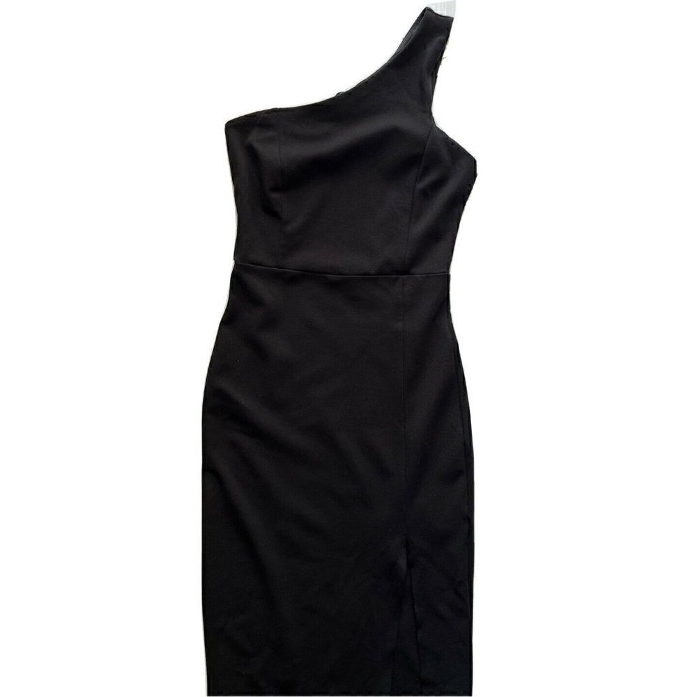 Soprano Black One-Shoulder Bodycon Dress Sleek Party Sz XS - Picture 2 of 8